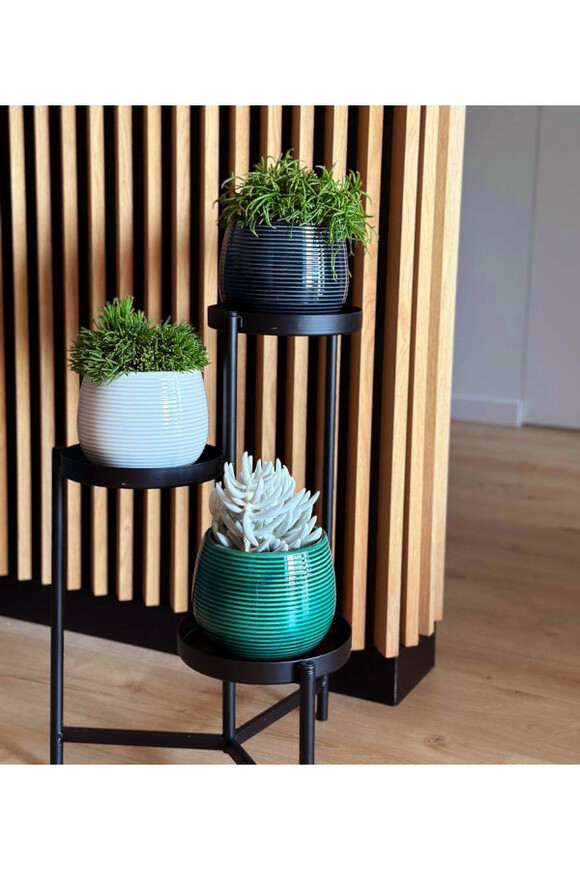 Vintage Round, osłonka ceramiczna doniczka, granatowy, wym.13x15cm