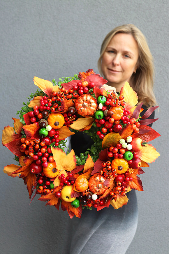 jesienny pomarańczowy wianek, Radość