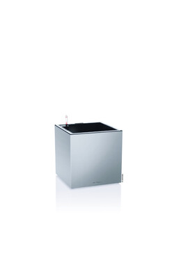 Canto Premium LED, podświetlana doniczka z nawadnianiem, srebrna, wym.40x40cm