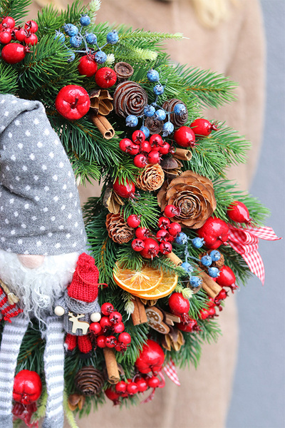 Skrzat Świąteczny, bożonarodzeniowy wianek na drzwi	