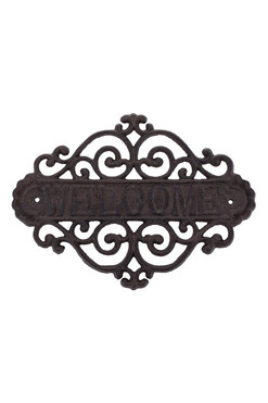 Welcome, żeliwny napis dekoracja ścienna, wym.20x27cm