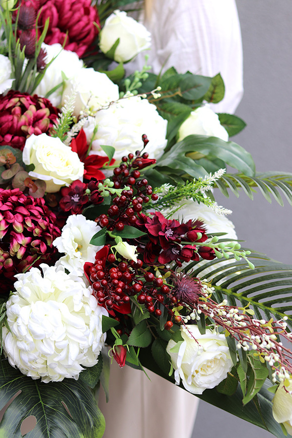 Ruberina Extra, kompozycja nagrobna w ceramicznej misie, dł.136cm