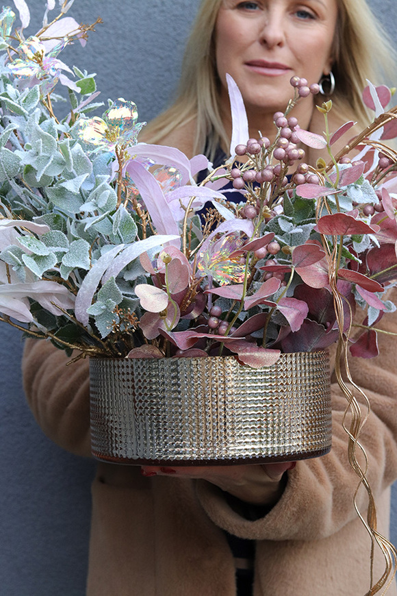 Romantic Winter, świąteczny stroik w szklanej misie