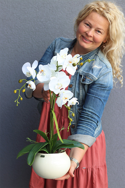 Grefina, sztuczny storczyk w kremowej donicy, wys.50cm