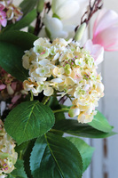 Getuda, bukiet magnolii i hortensji w szklanej tubie, wys.91cm 