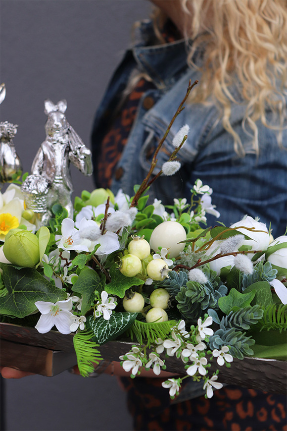 kompozycja / stroik wielkanocny, Ravellia Easter Longia, wym.24x82cm 