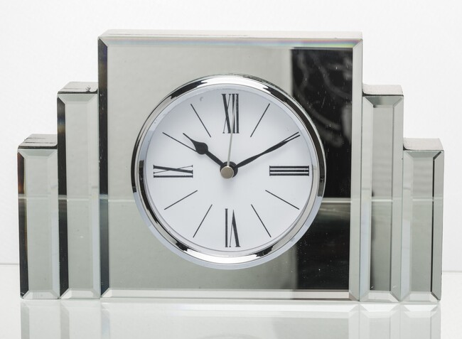 Mirran Silver, zegar gabinetowy glamour, wym.12x19.5x4cm