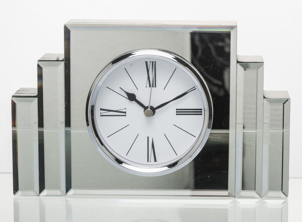Mirran Silver, zegar gabinetowy glamour, wym.12x19.5x4cm