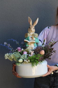 Bunny Gentleman Gaina, stroik wielkanocny z zajączkiem, wys.47cm 