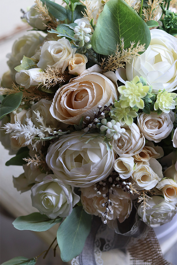 Kvietny, flowerbox z koronkową wstążką, wys.47cm