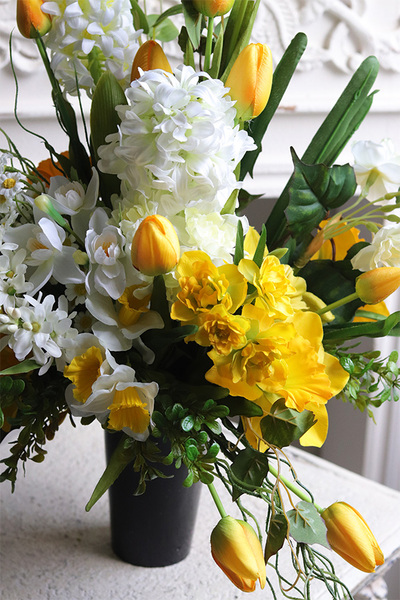 Żółta Pani Wiosna Volcan, komplet dekoracji nagrobnych