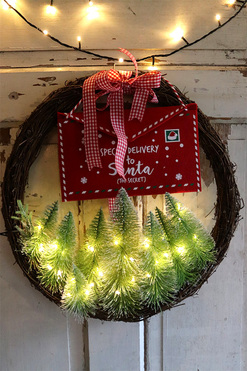 Letter LED, świąteczny wianek na drzwi, śr.49cm