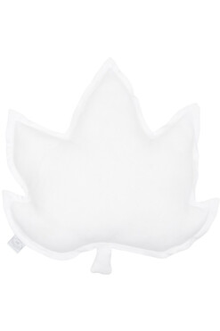 Maple Leaf, lniana poduszka w kształcie liścia, biała, wym.43x43cm