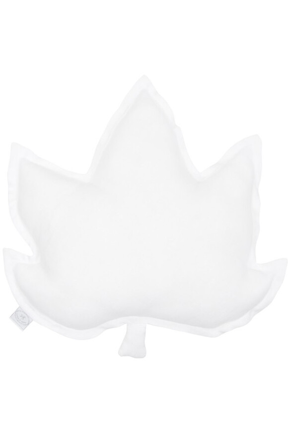 Maple Leaf, lniana poduszka w kształcie liścia, biała