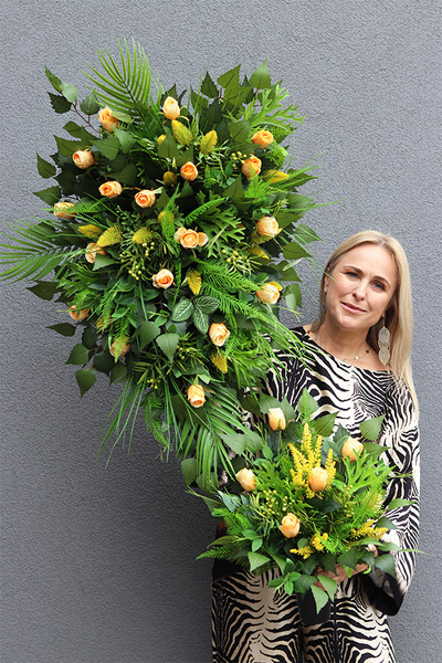 Żółta Róża, wiązanka nagrobna z różami