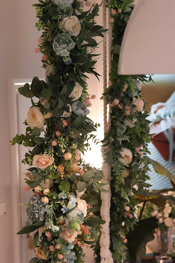 La Guel Blue, elegancka biała girlanda kwiatowa, dł.150cm 