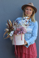 Złota Dynia, box jesienny z ceramiczną dynią, wys.48cm