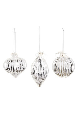 OD RĘKI Pavlova Silver, szklane bombki choinkowe, kpl.3szt
