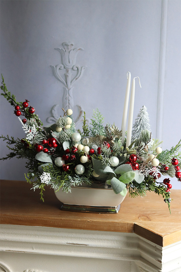 Piękna Zima, świąteczny stroik z łosiem i świecami