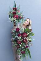 Bordo Chryzantemy, kompozycja nagrobna w naczyniu