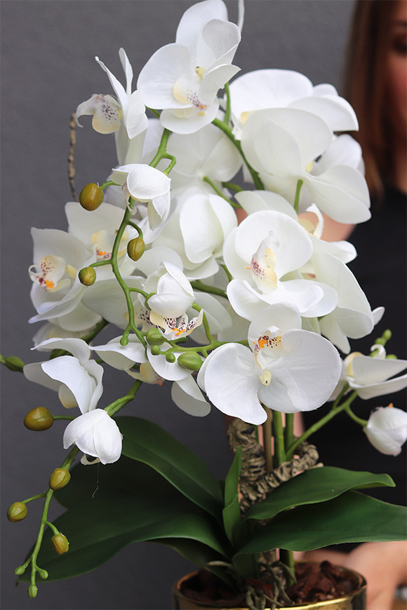 Yellow Orchid, sztuczny storczyk w żółtej doniczce