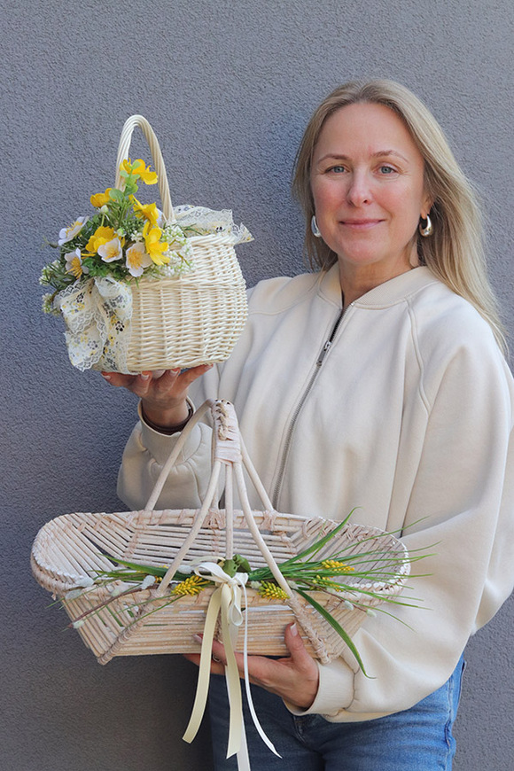 Żółte Szafirki, dekorowany koszyczek wielkanocny