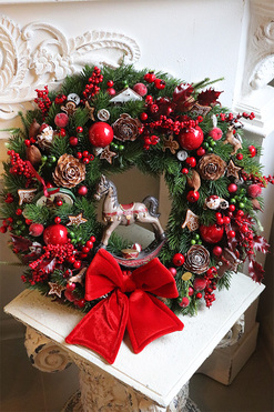 Holly Jolly Christmas, świąteczny wianek na drzwi, śr.