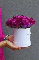 Fuksjowe Mini Roses, flowerbox z różami