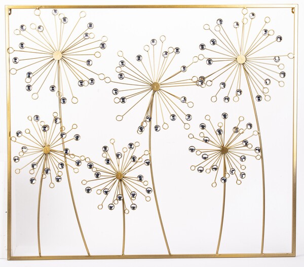 Dandelion, złoty decor ścienny z dmuchawcami, wym.71x81x3cm