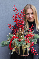 Czerwona Ballada, świąteczny stroik ze świecą