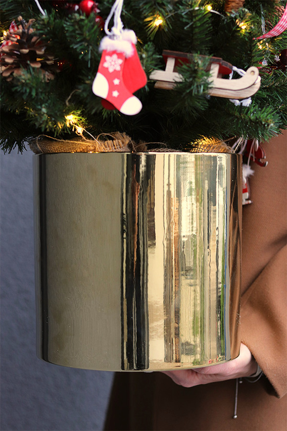 Scandi Home LED, świąteczna choinka w złotej doniczce