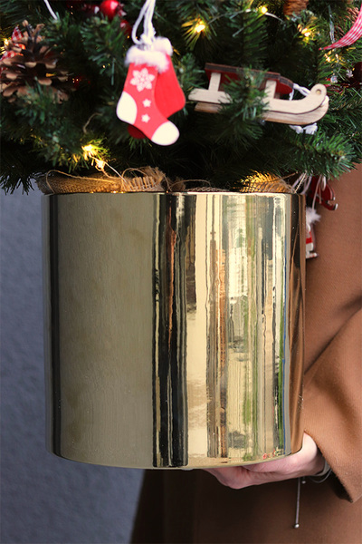 Scandi Home LED, świąteczna choinka w złotej doniczce