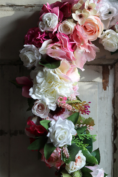 Flowera, dekoracyjny wianek - serce kwiatowe, wym.54x45cm 