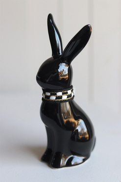 Black Easter Bunny, figurka wielkanocna zajączek, wys.16cm 