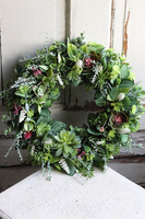 efektowny zielony wianek dekoracyjny, Naturalnie, śr.40cm