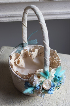 Turkusja, dekorowany koszyczek wielkanocny z serwetką, wys.33cm