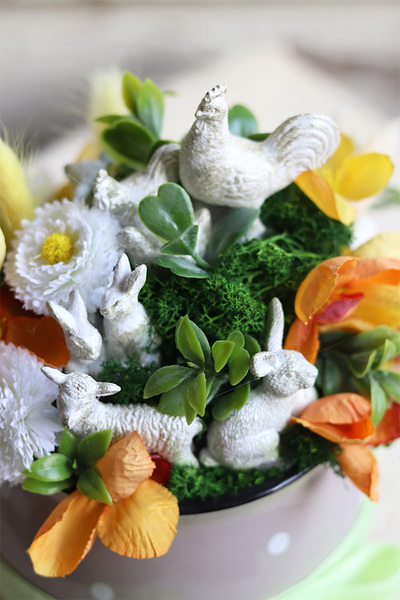 kompozycja w naczyniu, Wielkanocna Zagroda Yellow 2, wym.20x16cm