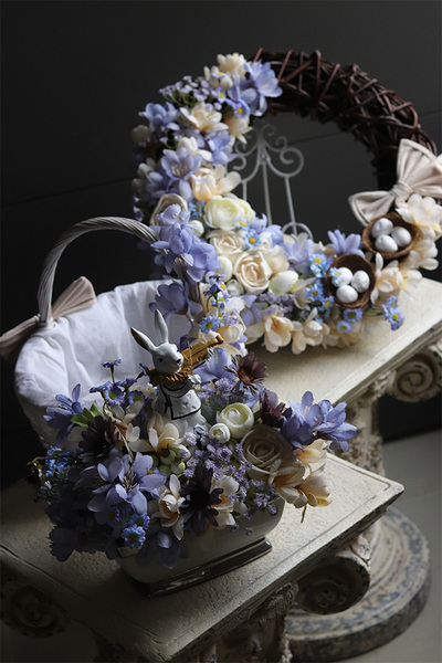 Fioletowa Delikata, wielkanocny wianek dekoracyjny