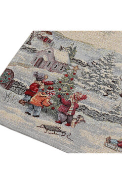 Zimowa Zabawa, świąteczny bieżnik gobelinowy, 96x36cm