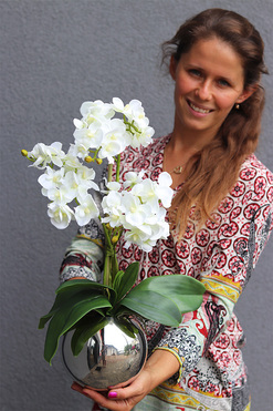 Silveia, sztuczny storczyk w lustrzanej donicy, wys.48cm