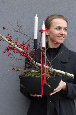 OD RĘKI Winter Laos, stroik świąteczny ze świecami, wym.55x66cm