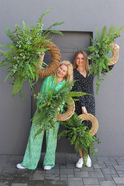 Paprocie XL, asymetryczny zielony wianek, rozp.120cm 