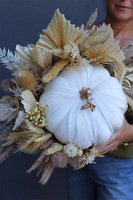 Velurowa Dynia, jesienny flowerbox z suszem, L