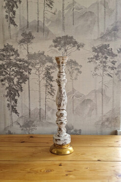 Rustic, świecznik drewniany vintage B, wys.74.5cm 