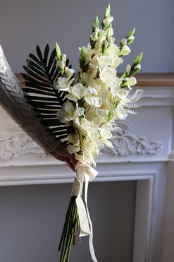 Mieczyki Cream, bukiet nagrobny do położenia, dł.100cm 