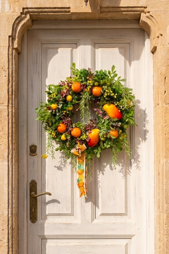 OD RĘKI Mango Citrus, wianek na drzwi z owocami, śr.60cm 