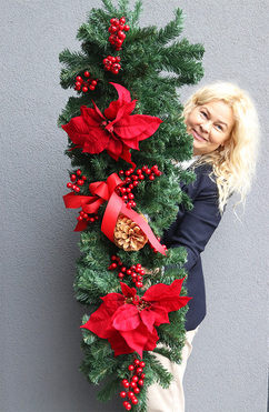 Gwiazda Betlejemska, świąteczna girlanda na kominek, dł.100cm  
