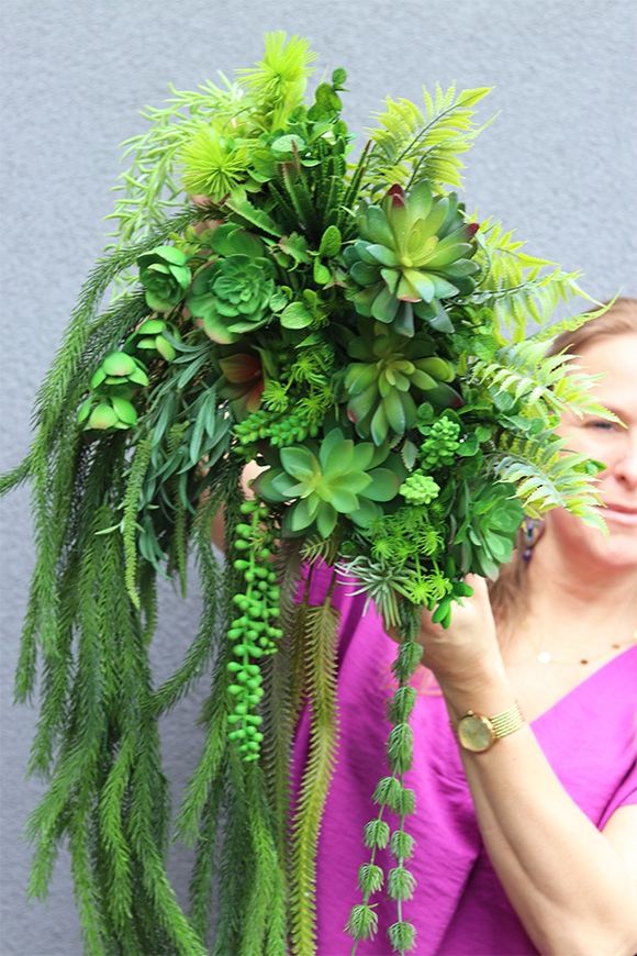 Laos Greeno 3, bogata kompozycja Sukulenty w lustrzanej donicy