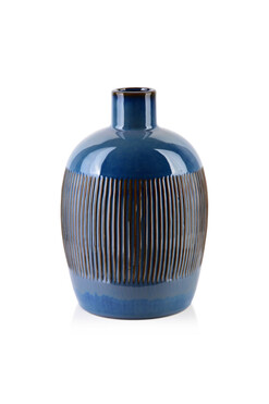 Nisiros A, ceramiczny wazon, niebieski, wys.23.5cm