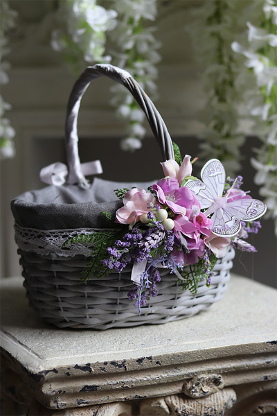 dekorowany koszyczek wielkanocny, Markiza, wys.25cm